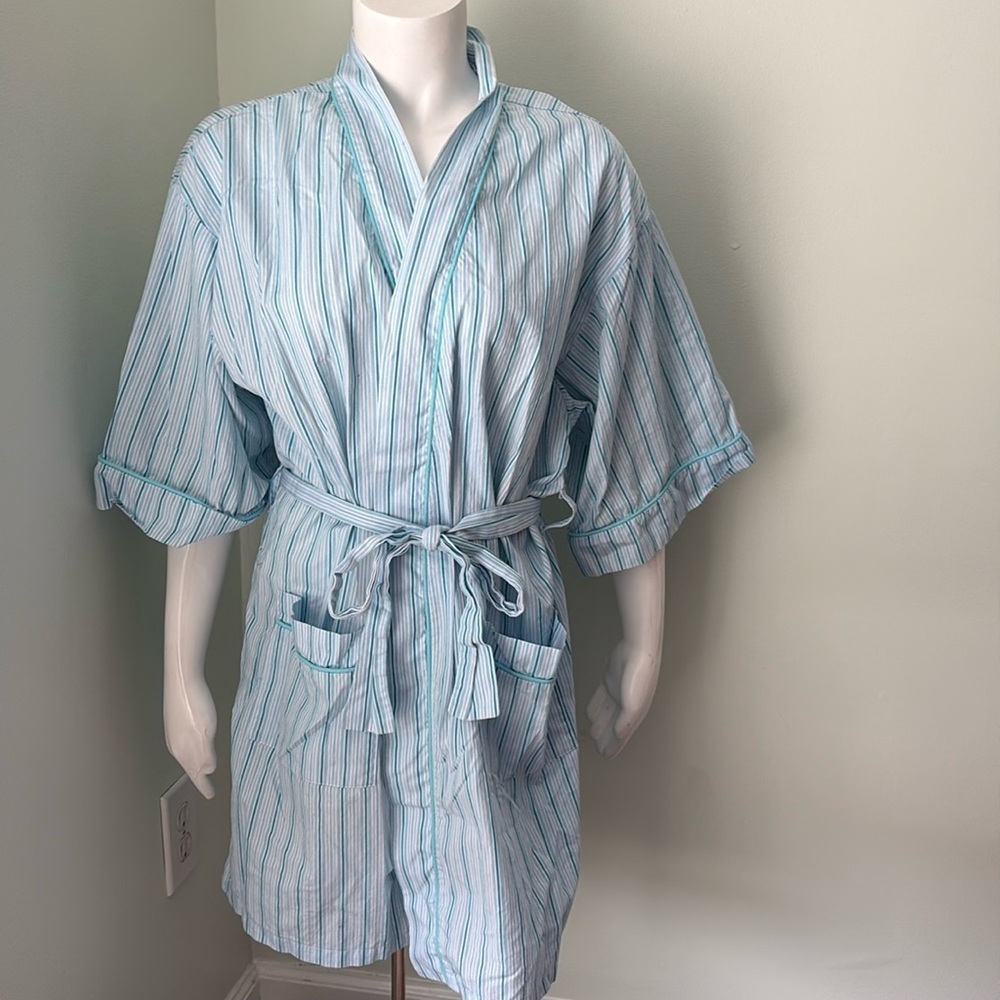 BedHead for Neiman Marcus Stripes Blue Bathrobe Large
